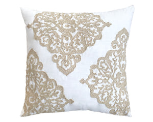 Florentine Cotton Square Pillow in Ivory - Wonderhome