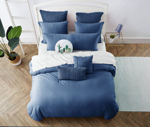 Jersey Knit Cotton Square Pillow in Blue - Wonderhome