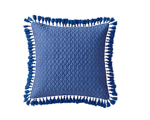 Shibori Stripe Cotton Square Pillow in Blue - Wonderhome
