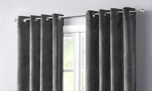 Cathy Velvet Light Blocking Panel Curtains in Grey - Wonderhome
