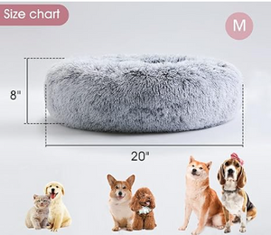 Kaycee Rose Dog & Cat Bed, Anti-Anxiety Donut Cuddler Warming Cozy Soft Round Bed, Fluffy Faux Fur Plush Cushion Bed for Small Medium Dogs and Cats