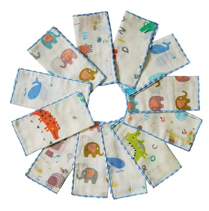 Kaycee Rose Baby Washcloths Set(12-Pack), Natural Cotton Infant Bath Napkin, Soft Toddler Face Towel Gift Registry Newborn Baby Shower,9x9 Inches, Animal World (Square)