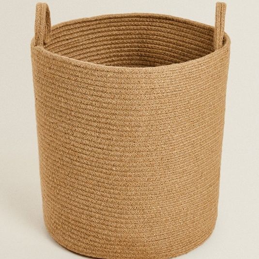 Kaycee Rose Round Wicker Storage Basket, Woven Laundry Basket with Handles, Floor Basket for Blankets, Shoe, Large Jute Basket for Living Room, Bedroom Room