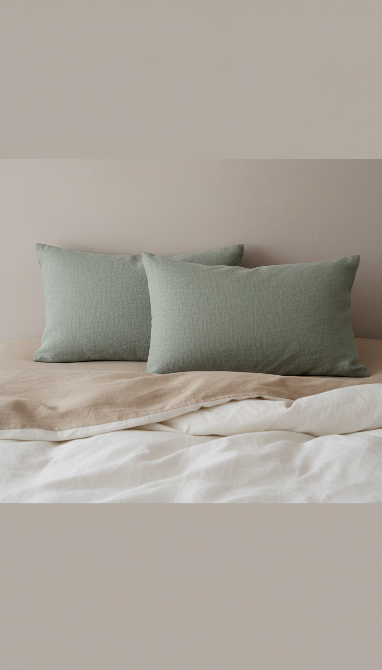 Sage Leaf Linen Pillow Duo