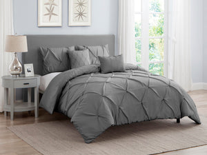 Hampton Pleated Comforter Set in Grey - Wonderhome