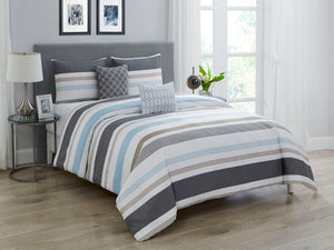 Sabrina Cotton Printed Comforter Set in Blue & Grey - Wonderhome