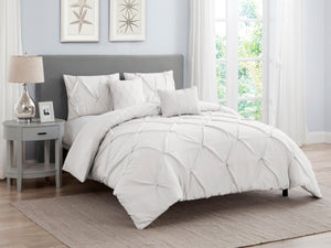 Hampton Pleated Comforter Set in Off White - Wonderhome