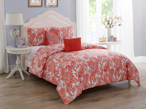 Renee Cotton Printed Comforter Set in Coral - Wonderhome