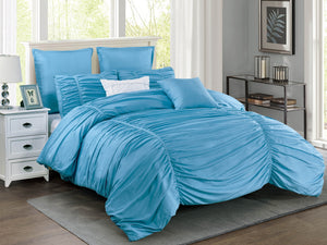Rachel Pleated Comforter Set in Blue - Wonderhome