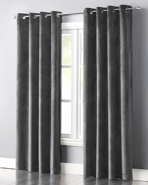 Cathy Velvet Light Blocking Panel Curtains in Grey - Wonderhome