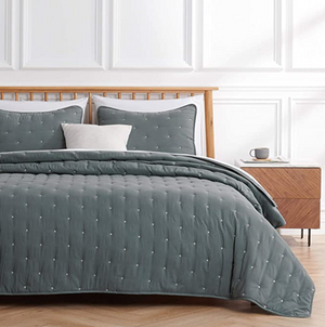 W Decor3-Piece Dot Stitch Quilt Set with Shams. All Season Bedspread Quilt Set，100% cotton （Cotton Fabric））