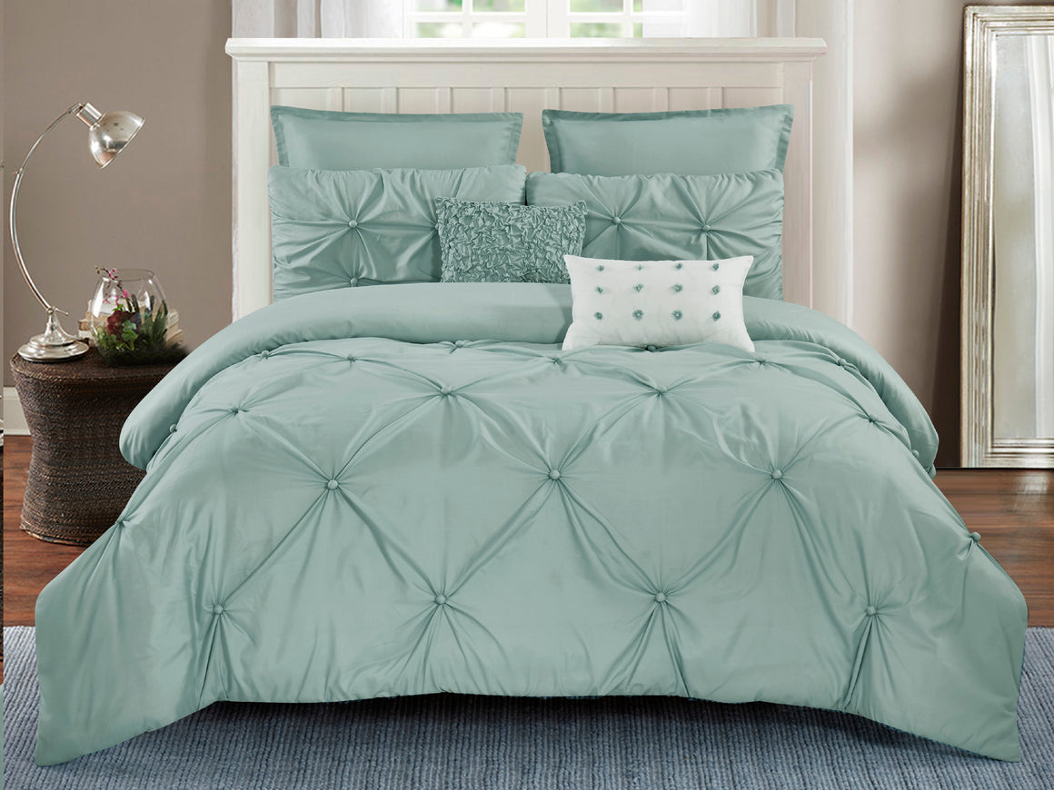 Harper Solid Comforter Set in Green - Wonderhome