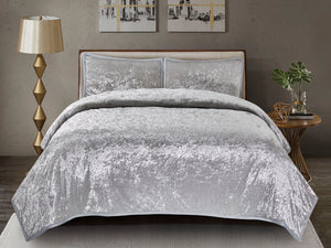 Mystique Velvet Quilt Set in Grey - Wonderhome