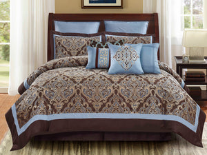 Turin Jacquard Comforter Set in Brown - Wonderhome