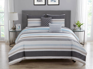 Sabrina Cotton Printed Comforter Set in Blue & Grey - Wonderhome