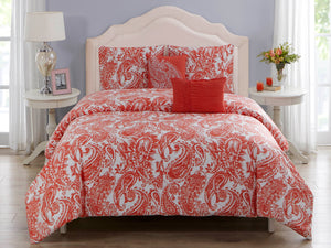 Renee Cotton Printed Comforter Set in Coral - Wonderhome