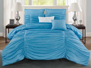 Rachel Pleated Comforter Set in Blue - Wonderhome