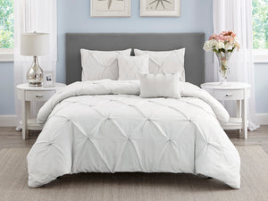 Hampton Pleated Comforter Set in Off White - Wonderhome