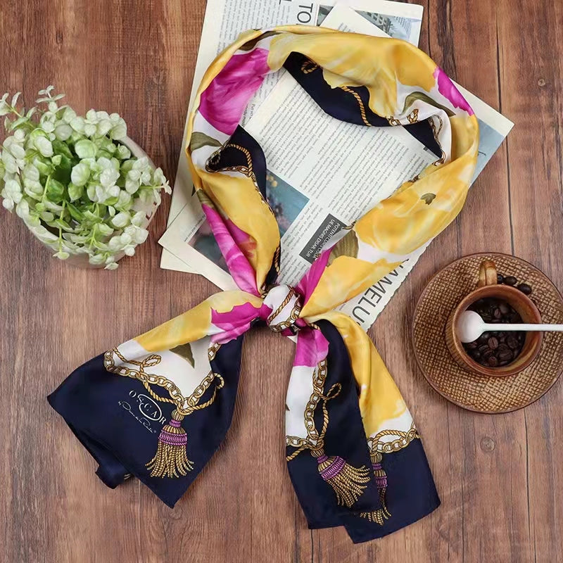 W Decor  Silk Scraf for Women 35x Inch Square Lightweight Hair Wrap Scarf For Sleeping（Silk fabric for Printing））