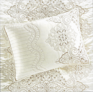 W Decor Sham , Barcade Embroidery Pattern Elegant Embroidered Decorative Sham