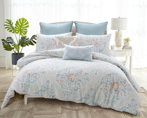 Florentine Cotton Comforter Set in Light Taupe - Wonderhome