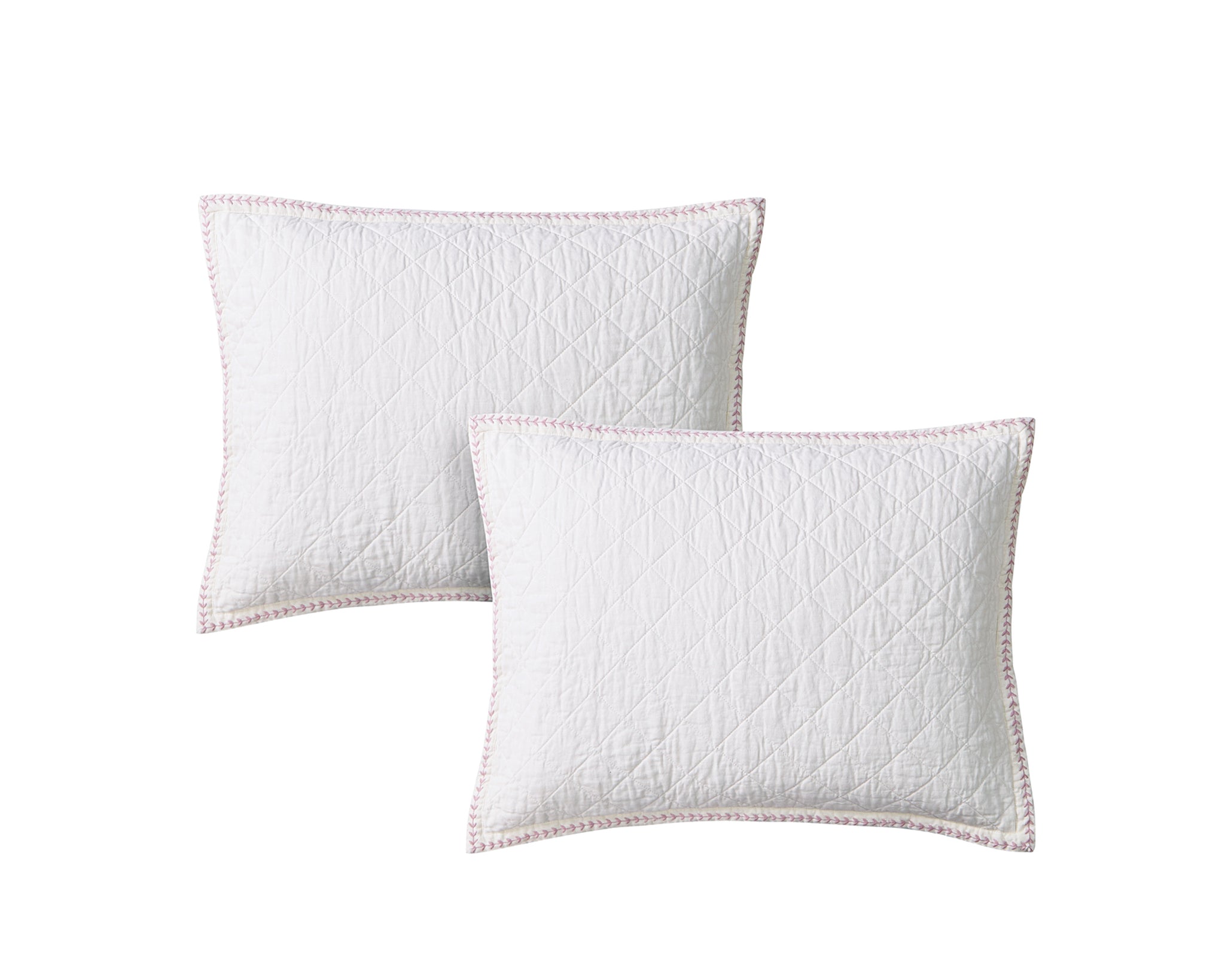 Embroidered Frame Linen Cotton Quilt Set in White - Wonderhome