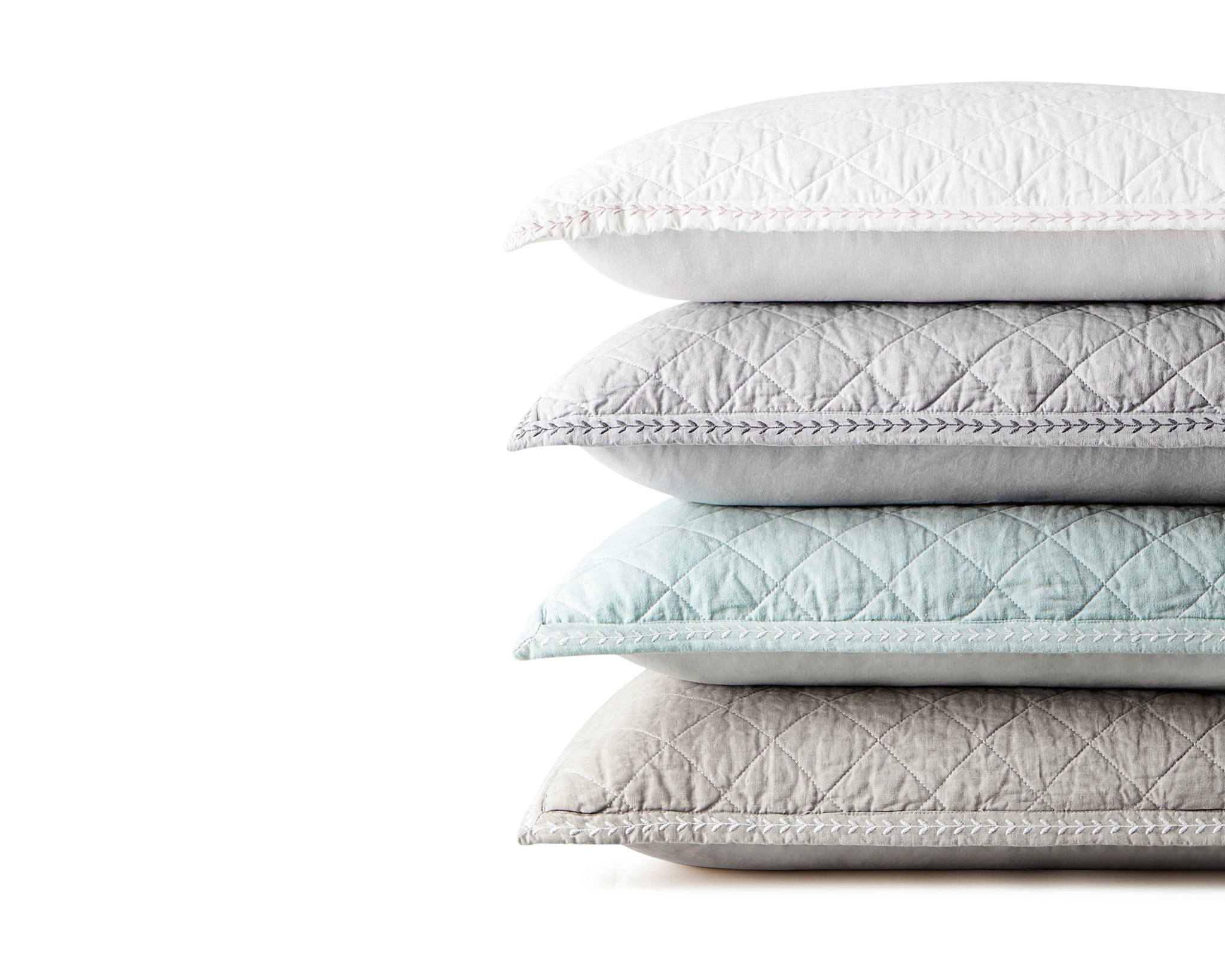 Embroidered Frame Linen Cotton Quilt Set in Grey - Wonderhome