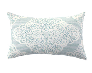 Florentine Cotton Oblong Pillow in Blue - Wonderhome
