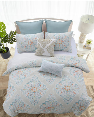 Florentine Cotton Euro Sham Set in Light Taupe Seafoam Wonderhome