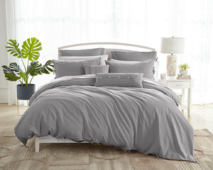 Washed Cotton Duvet Set in Grey - Wonderhome