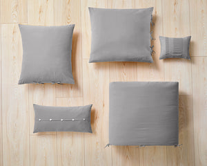 Washed Cotton Rectangle Pillow in Grey - Wonderhome
