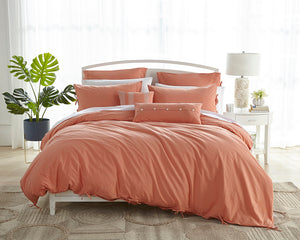 Washed Cotton Duvet Set in Orange - Wonderhome