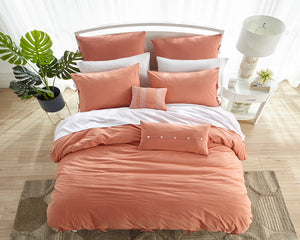 Washed Cotton Duvet Set in Orange - Wonderhome