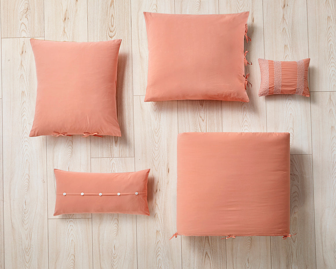 Washed Cotton Oblong Pillow in Orange - Wonderhome