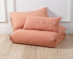 Washed Cotton Duvet Set in Orange - Wonderhome