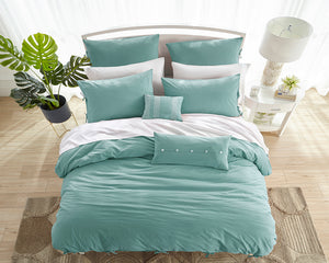 Washed Cotton Duvet Set in Blue - Wonderhome