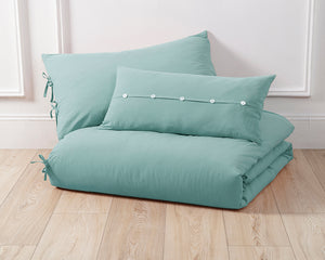 Washed Cotton Duvet Set in Blue - Wonderhome