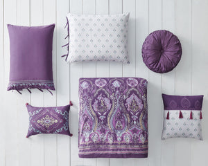Boheme Cotton Square Pillow in Purple - Wonderhome
