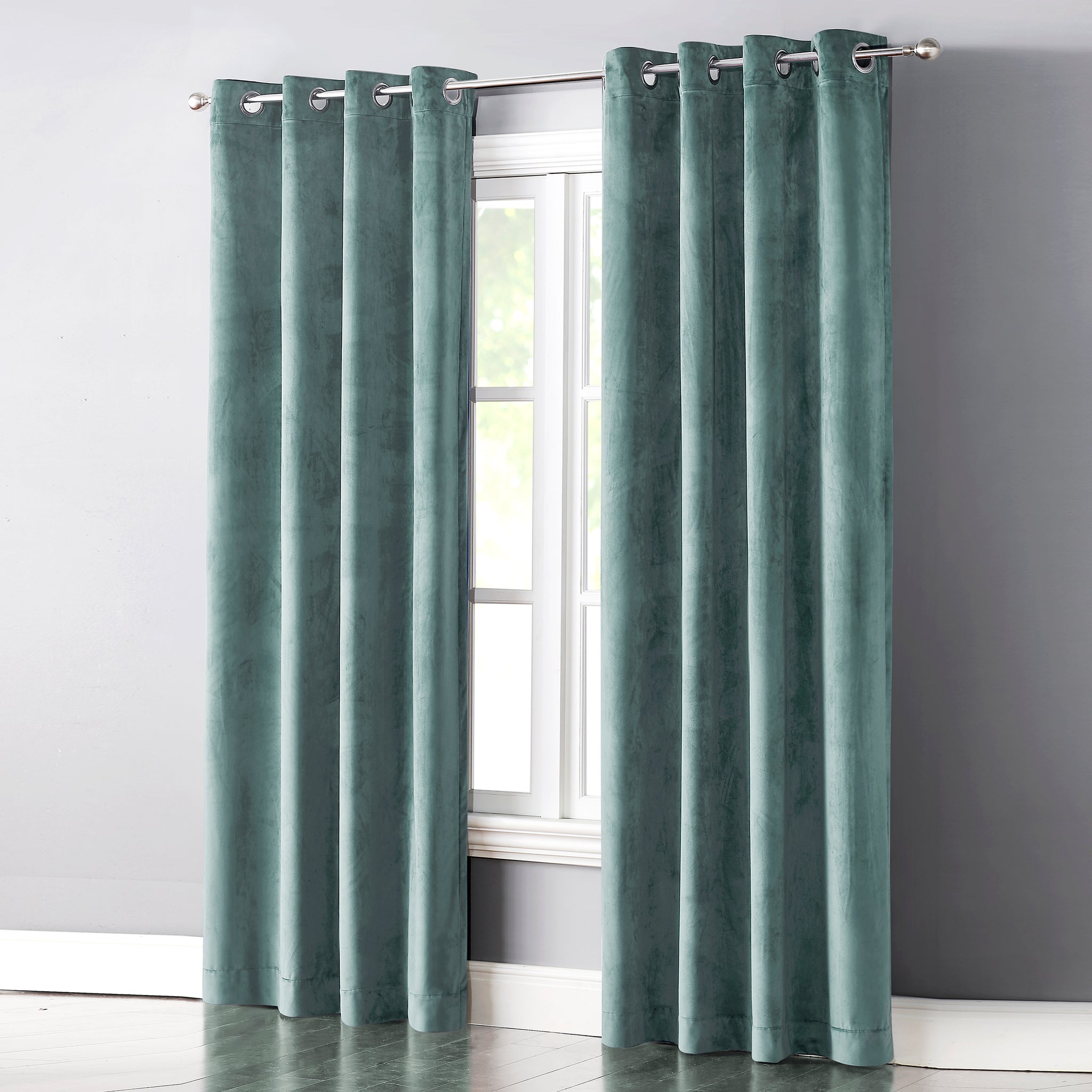 Cathy Velvet Light Blocking Panel Curtains in Seafoam - Wonderhome