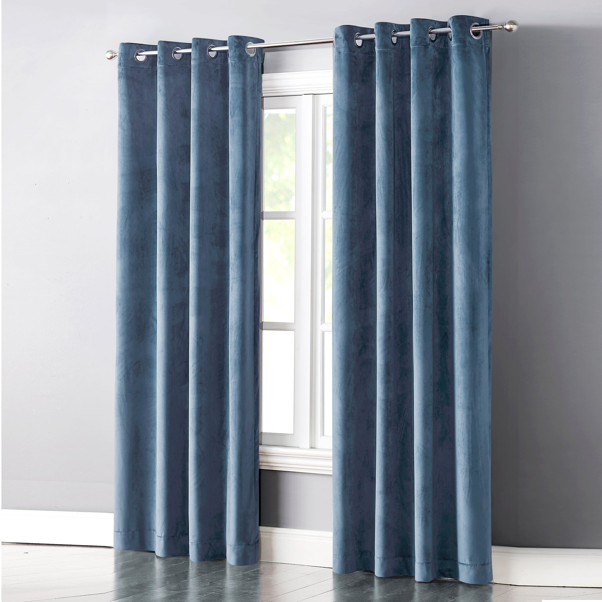 Cathy Velvet Light Blocking Panel Curtains in Light Blue - Wonderhome