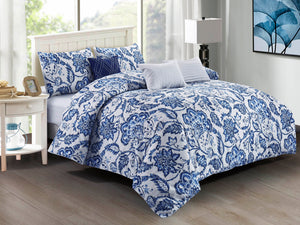 Elana Cotton Comforter Set in Blue - Wonderhome