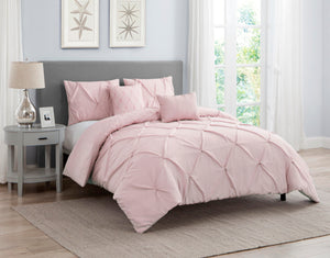 Hampton Pleated Comforter Set in Pink - Wonderhome