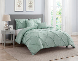 Hampton Pleated Comforter Set in Green - Wonderhome