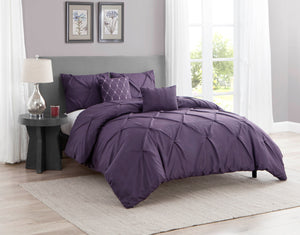 Hampton Pleated Comforter Set in Purple - Wonderhome