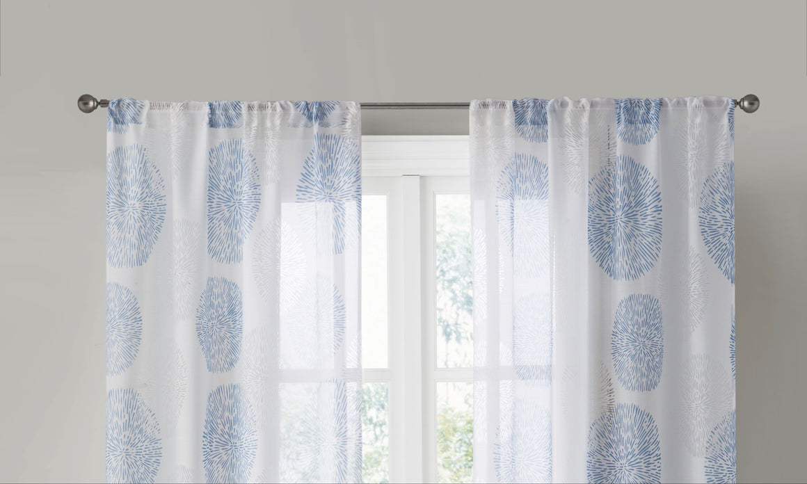 Josephine Burnout Panel Curtains in Blue - Wonderhome