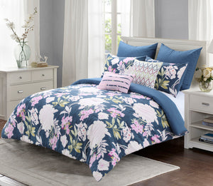 Kai Cotton Comforter Set in Navy - Wonderhome