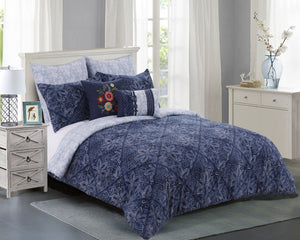 Kobe Cotton Comforter Set in Blue - Wonderhome