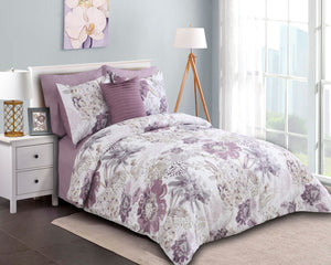 Sienna Printed Comforter Set in Purple - Wonderhome